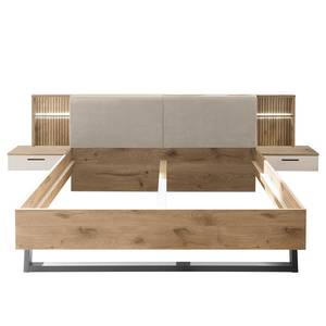 Bed met nachtkastjes + verlichting River Viking eikenhouten look/wit