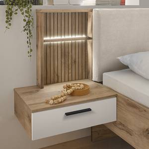 Bed met nachtkastjes + verlichting River Viking eikenhouten look/wit