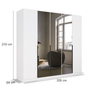 Armoire à portes battantes Skyla B Miroir gris - Blanc alpin - Largeur : 226 cm