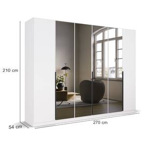 Armoire à portes battantes Skyla B Miroir gris - Blanc alpin - Largeur : 271 cm