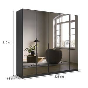 Drehtürenschrank Skyla Typ A Grauspiegel - Graumetallic - Breite: 226 cm