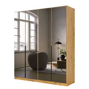 Armoire à portes battantes Skyla A Miroir gris - Imitation chêne Artisan - Largeur : 181 cm