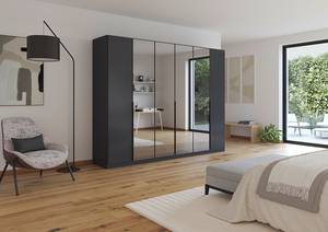 Armoire à portes battantes Skyla B Miroir gris - Gris métallisé - Largeur : 271 cm