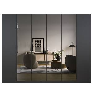 Armoire à portes battantes Skyla B Miroir gris - Gris métallisé - Largeur : 271 cm