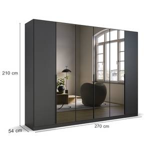 Armoire à portes battantes Skyla B Miroir gris - Gris métallisé - Largeur : 271 cm