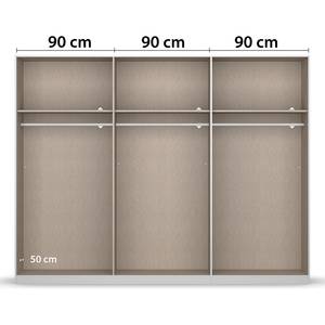 Armoire à portes battantes Skyla B Miroir gris - Gris métallisé - Largeur : 271 cm