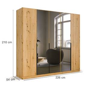 Drehtürenschrank Skyla Typ B Grauspiegel - Eiche Artisan Dekor - Breite: 226 cm