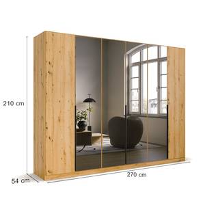 Drehtürenschrank Skyla Typ B Grauspiegel - Eiche Artisan Dekor - Breite: 271 cm