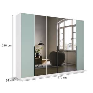 Armoire à portes battantes Skyla B Miroir gris - Vert sauge / Blanc alpin - Largeur : 271 cm