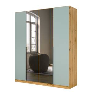 Armoire à portes battantes Skyla B Miroir gris - Vert sauge / Imitation chêne Artisan - Largeur : 181 cm