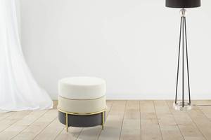 Hocker Matilda Typ A Eisen / verchromt - Samt - Creme