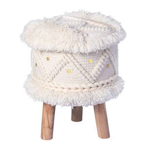 Hocker Bohist Akazie - Neuseelandwolle / Polyester - Creme