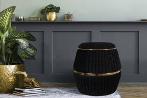 Hocker Doric Typ C Baumwolle / Acryl - Schwarz / Gold