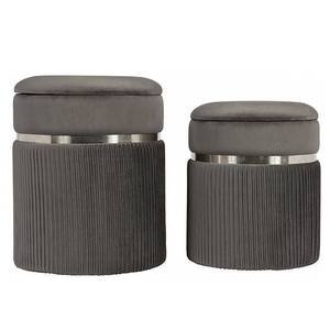 Hocker Zora 2er-Set Typ B Stahl - Samt - Grau