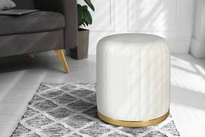 Hocker Doric Typ A Baumwolle / Acryl - Ivory