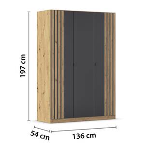 Armoire à portes battantes Genua B Gris métallisé - Largeur : 136 cm