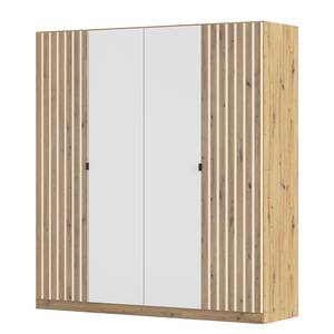 Armoire à portes battantes Genua A Imitation chêne Artisan / Blanc alpin - Largeur : 181 cm - Sans portes miroir