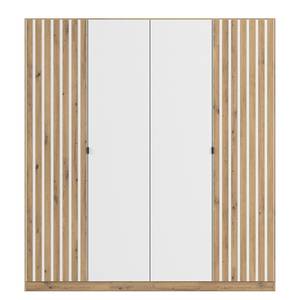 Armoire à portes battantes Genua A Imitation chêne Artisan / Blanc alpin - Largeur : 181 cm - Sans portes miroir