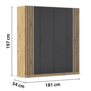 Drehtürenschrank Genua Typ B Graumetallic - Breite: 181 cm