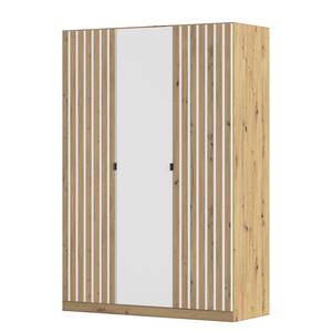 Armoire à portes battantes Genua A Imitation chêne Artisan / Blanc alpin - Largeur : 136 cm - Sans portes miroir