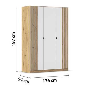 Armoire à portes battantes Genua B Blanc alpin - Largeur : 136 cm