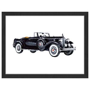 Quadro Watercolor Retro Car Faggio massello / Vetro acrilico - Nero - 33 x 43 cm