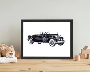 Bild Watercolor Retro Car Buche Massiv / Acrylglas - Schwarz - 33 x 43 cm