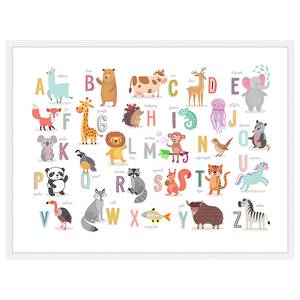 Quadro The Animal Alphabet Faggio massello / Vetro acrilico - Bianco - 63 x 83 cm