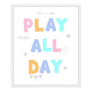 Quadro Play All Day Faggio massello / Vetro acrilico - Bianco - 53 x 63 cm