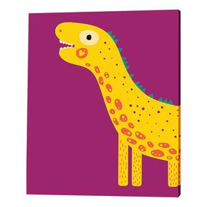 Afbeelding Love My Dino Girl massief grenenhout/linnen - violet - 40 x 50 cm