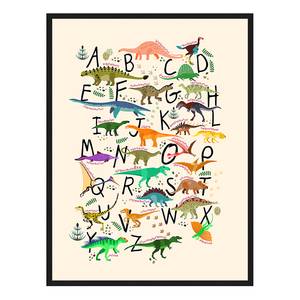 Quadro Dinosaur Alphabet Faggio massello / Vetro acrilico - Nero - 63 x 83 cm