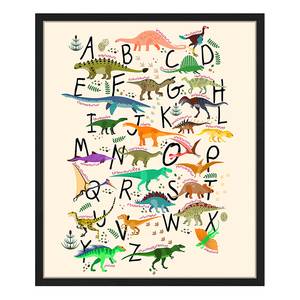 Tableau déco Dinosaur Alphabet Hêtre massif / Plexiglas - Noir - 53 x 63 cm