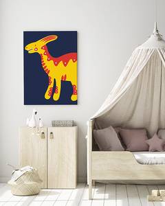 Impression sur toile Love My Dino Pin massif / Lin - Bleu - 40 x 50 cm