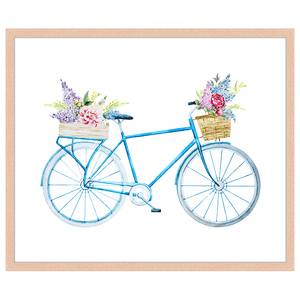 Afbeelding Bicycle With Flowers massief beukenhout/acrylglas - naturel - 53 x 63 cm