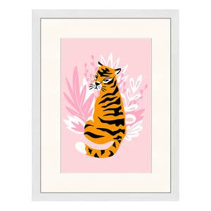 Tableau déco Cute Tiger Hêtre massif / Plexiglas - Blanc - 33 x 43 cm