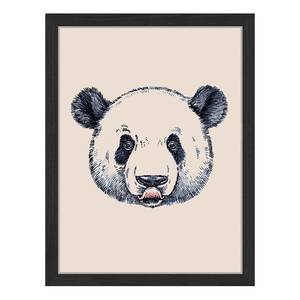 Afbeelding Panda Water And Ink Drawing massief beukenhout/acrylglas - zwart - 33 x 43 cm