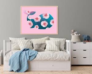 Afbeelding Pink Whale massief beukenhout/acrylglas - naturel - 63 x 83 cm