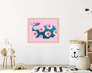 Afbeelding Pink Whale massief beukenhout/acrylglas - naturel - 43 x 53 cm