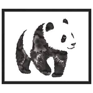 Bild Water And Ink Draw Panda Buche Massiv / Acrylglas - Schwarz - 53 x 63 cm