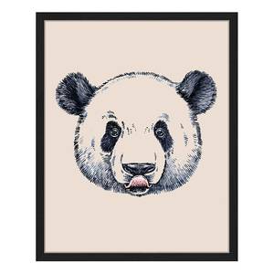 Afbeelding Panda Water And Ink Drawing massief beukenhout/acrylglas - zwart - 43 x 53 cm