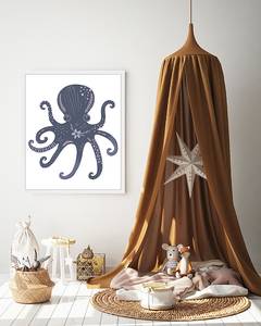 Quadro Octopus Faggio massello / Vetro acrilico - Bianco - 53 x 63 cm