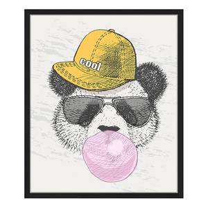 Afbeelding Panda With A Cap massief beukenhout/acrylglas - zwart - 53 x 63 cm