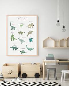 Tableau déco Dinosaurs Hêtre massif / Plexiglas - Naturel - 63 x 83 cm