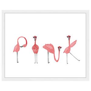 Afbeelding Flamingos massief beukenhout/acrylglas - wit - 43 x 53 cm