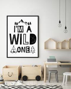 Tableau déco I’m A Wild One Hêtre massif / Plexiglas - Noir - 63 x 83 cm