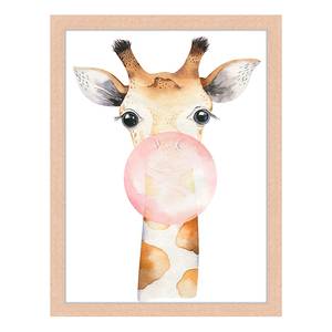 Tableau déco Bubble Giraffe Hêtre massif / Plexiglas - Naturel - 33 x 43 cm