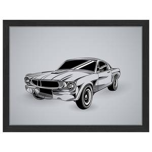 Tableau déco Vintage Car Drawing Hêtre massif / Plexiglas - Noir - 33 x 43 cm