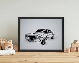 Bild Vintage Car Drawing Buche Massiv / Acrylglas - Schwarz - 33 x 43 cm