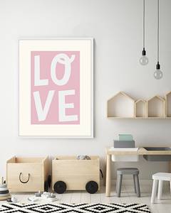 Quadro Love Faggio massello / Vetro acrilico - Bianco - 63 x 83 cm