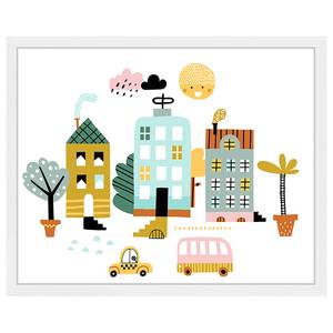 Quadro Carton City Faggio massello / Vetro acrilico - Bianco - 43 x 53 cm